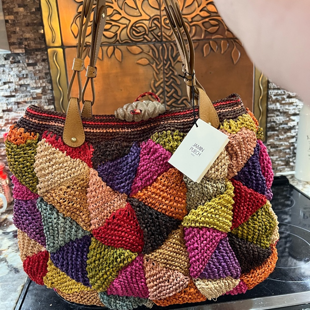 Jamin Puech Red and Pink Handbag with Textured Design